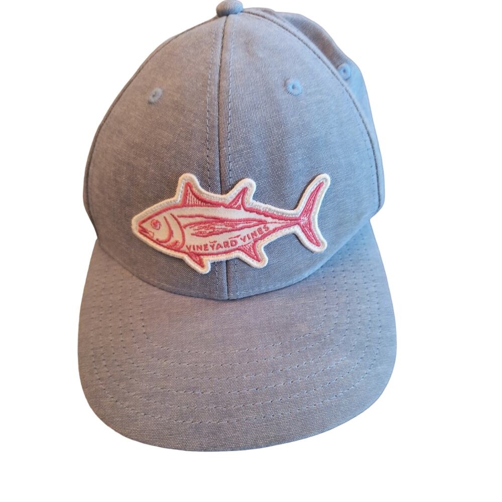 Vineyard Vines Fish Logo Baseball Cap Men's One Size Snapback Blue Adjustable